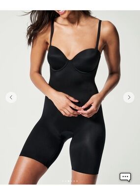 SPANX Black Cupped Strapless Mid-Thigh Shaping Bodysuit